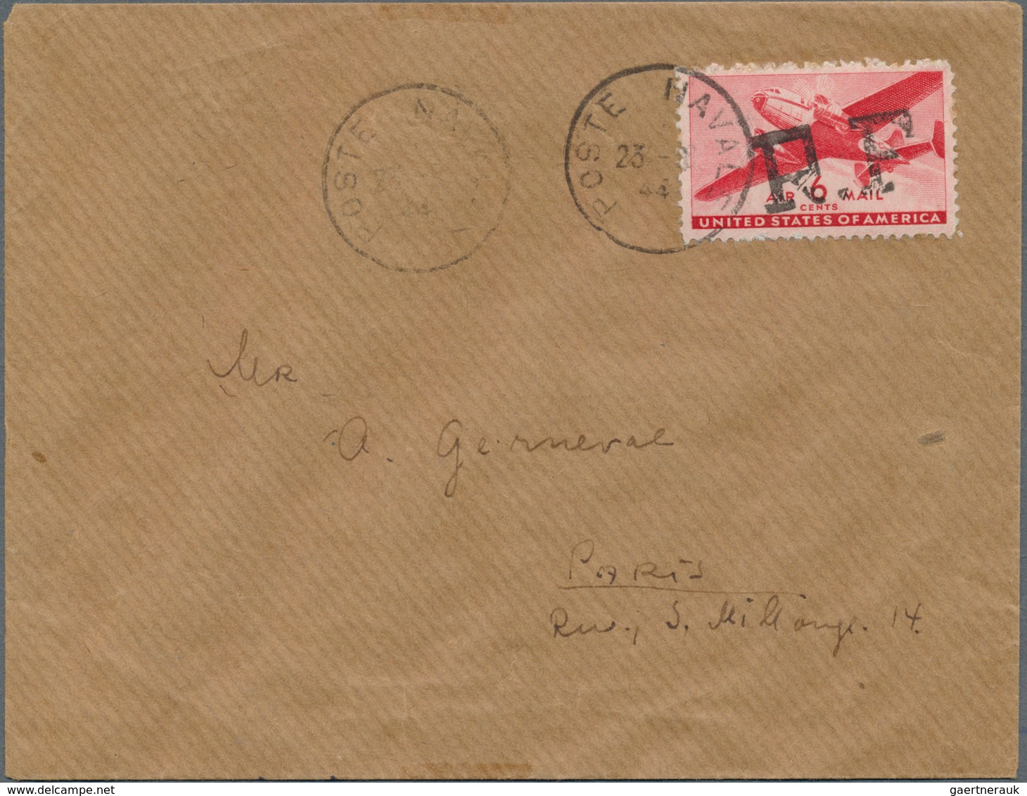 29727 Frankreich - Militärpostmarken: 1944/1945, Courrier Aero-Naval Francais-United States, "RF"-overprin - Militaire Zegels