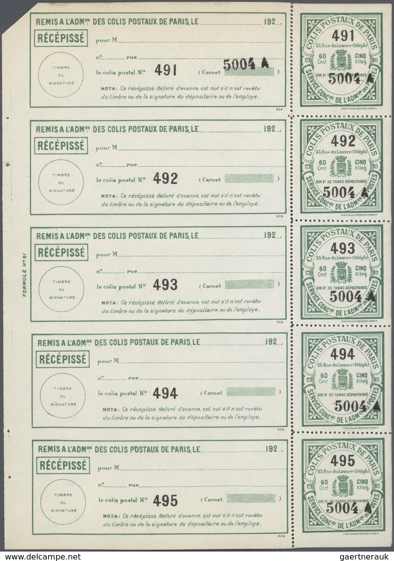 29728 Frankreich - Postpaketmarken: 1890/1930, PARIS PARCEL STAMPS, Collection Of Ten Different Booklet Pa - Sonstige & Ohne Zuordnung