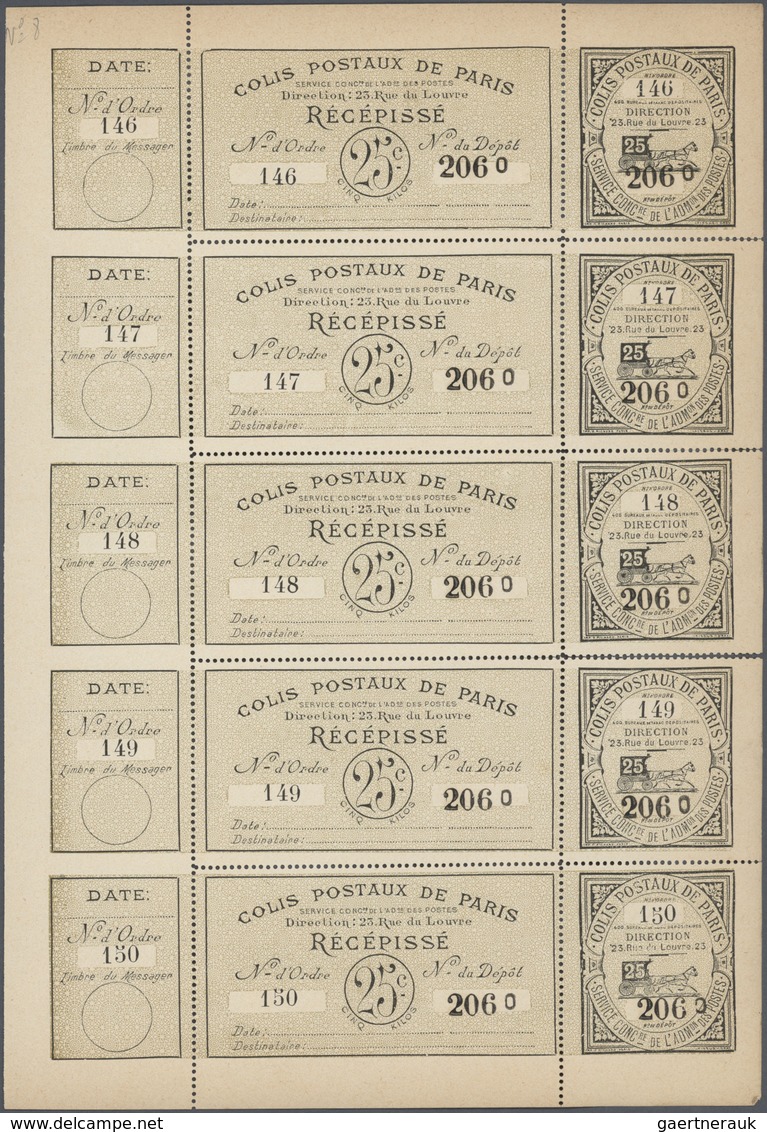 29728 Frankreich - Postpaketmarken: 1890/1930, PARIS PARCEL STAMPS, Collection Of Ten Different Booklet Pa - Andere & Zonder Classificatie