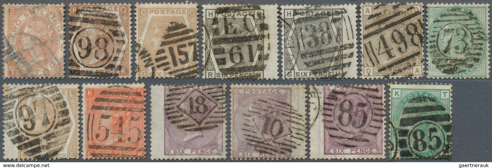 29740 Großbritannien: 1855/1880 (ca.), QV Surface-printed Issues, Used Assortment Of Apprx. 250 Stamps On - Andere & Zonder Classificatie