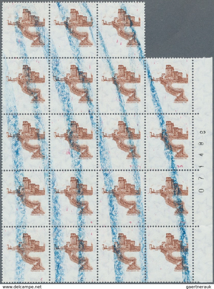 29758 Italien: 1980, Castles/palaces 800 Lire In A Block Of 15 With ONLY BROWN MIDDLE IMPRINT (only Minima - Poststempel