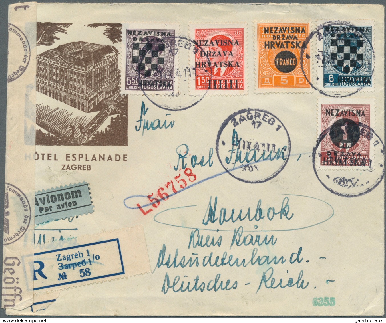 29770 Kroatien: 1941/1942, 2nd Overprint Issue, Lot Of 15 Commecial Covers/cards Incl. Two Commercially Us - Kroatië