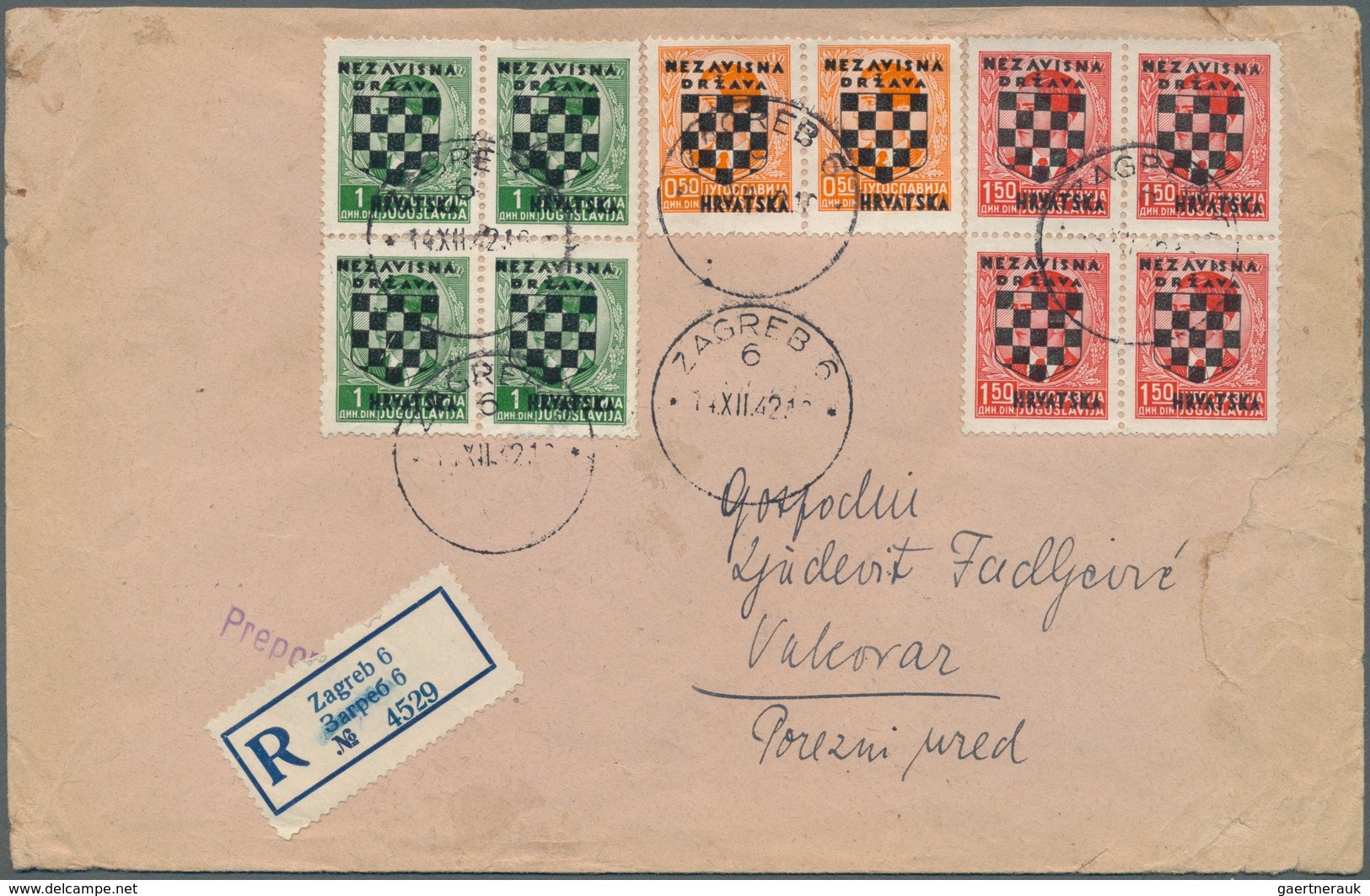 29770 Kroatien: 1941/1942, 2nd overprint issue, lot of 15 commecial covers/cards incl. two commercially us