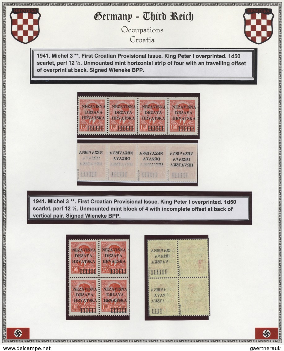 29772 Kroatien: 1941, 12 Apr, 1st Overprint Issue, Specialised Mint Assortment Of Apprx. 100 Stamps Showin - Kroatië