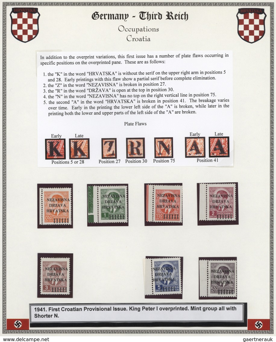 29772 Kroatien: 1941, 12 Apr, 1st Overprint Issue, Specialised Mint Assortment Of Apprx. 100 Stamps Showin - Kroatië