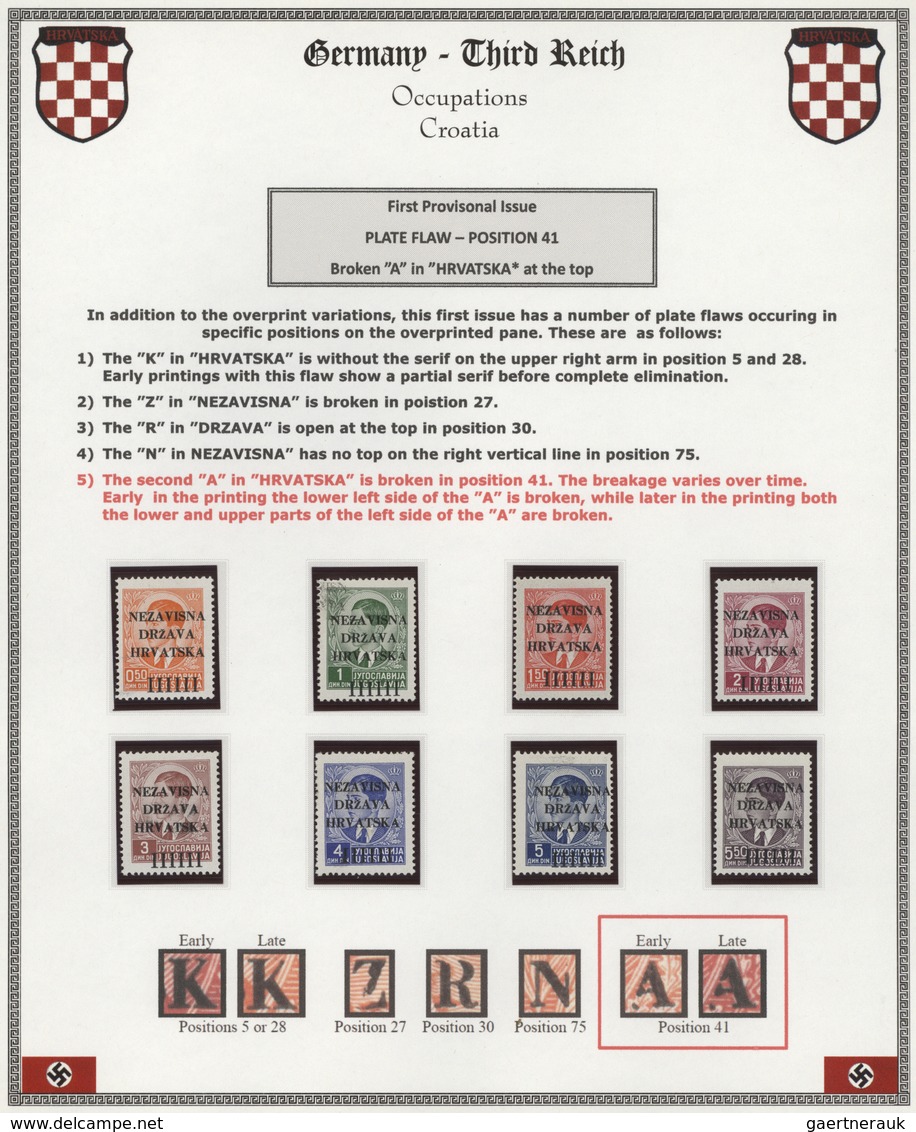 29772 Kroatien: 1941, 12 Apr, 1st overprint issue, specialised mint assortment of apprx. 100 stamps showin