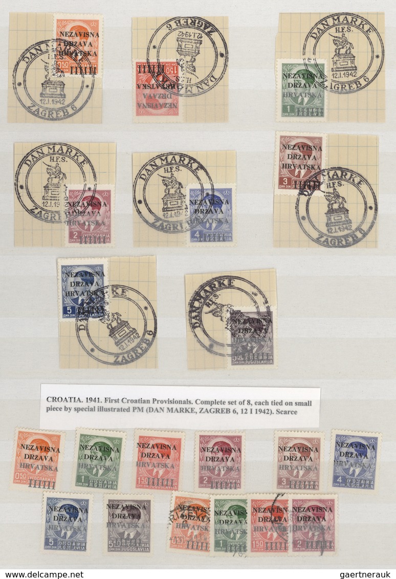 29772 Kroatien: 1941, 12 Apr, 1st overprint issue, specialised mint assortment of apprx. 100 stamps showin