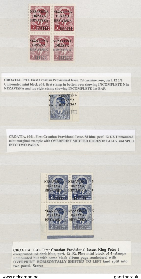 29772 Kroatien: 1941, 12 Apr, 1st overprint issue, specialised mint assortment of apprx. 100 stamps showin