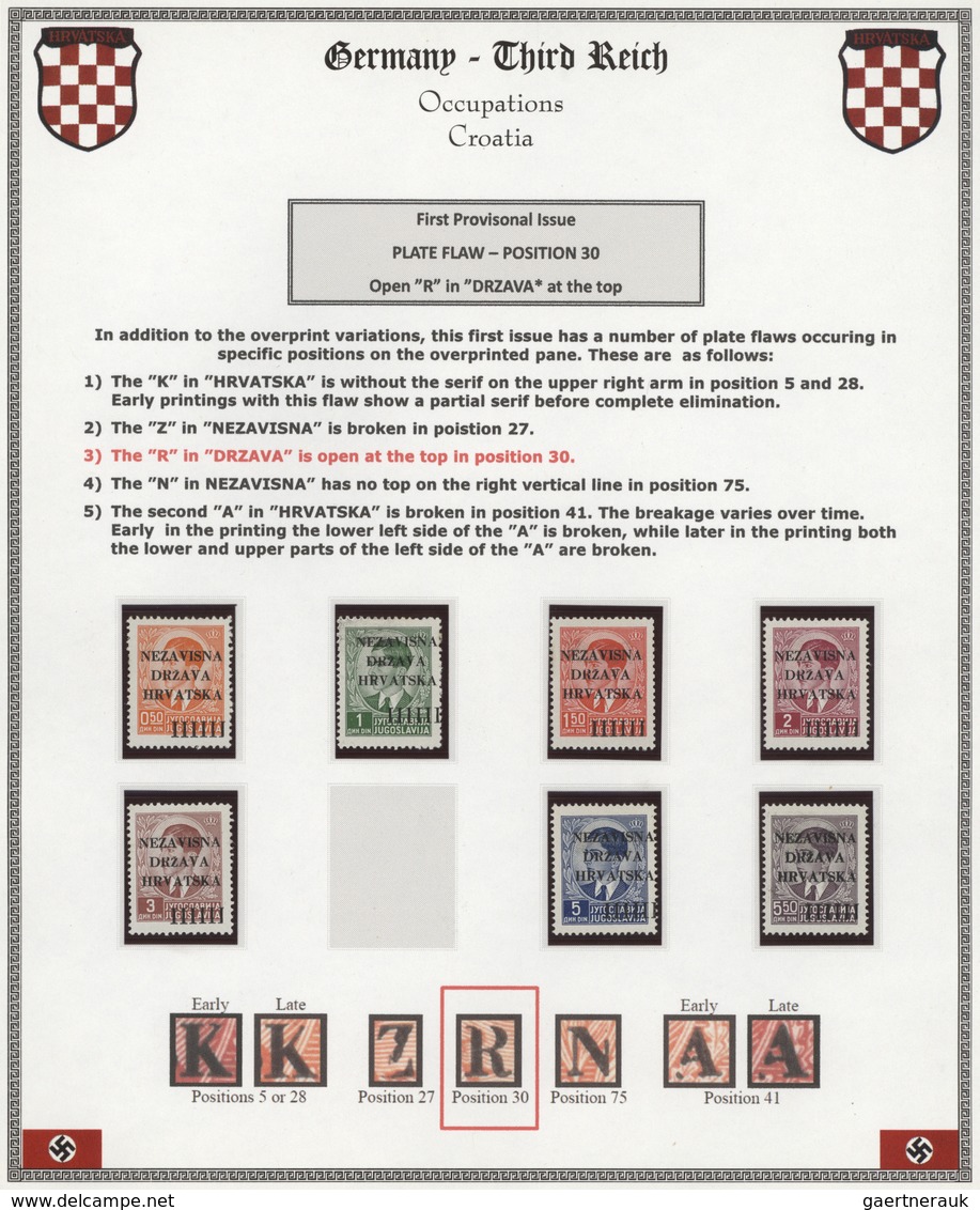 29772 Kroatien: 1941, 12 Apr, 1st overprint issue, specialised mint assortment of apprx. 100 stamps showin