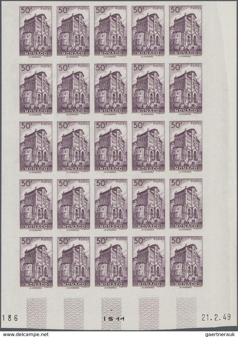 29794 Monaco: 1948/1949, Definitives Pictorials IMPERFORATE, 50c. To 50fr., 13 Values Complete In Marginal - Ungebraucht