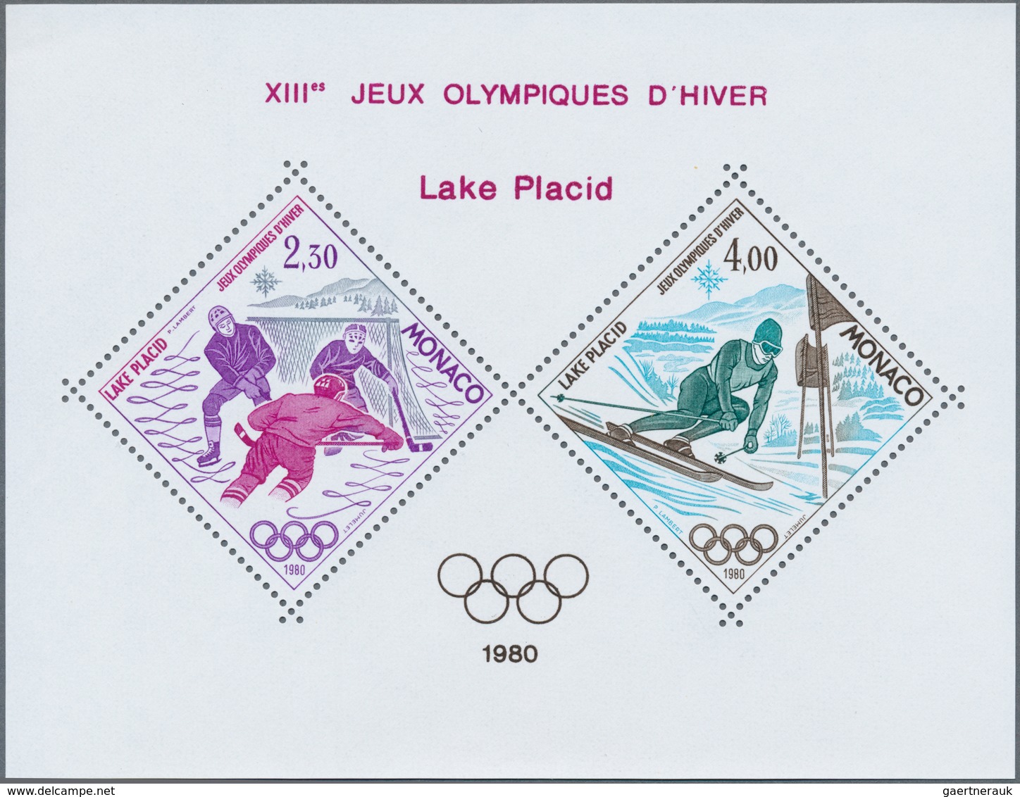 29803 Monaco: 1980, Olympic Games Lake Placid, Bloc Speciaux, Ten Copies Unmounted Mint. Maury BS12 (10), - Ungebraucht