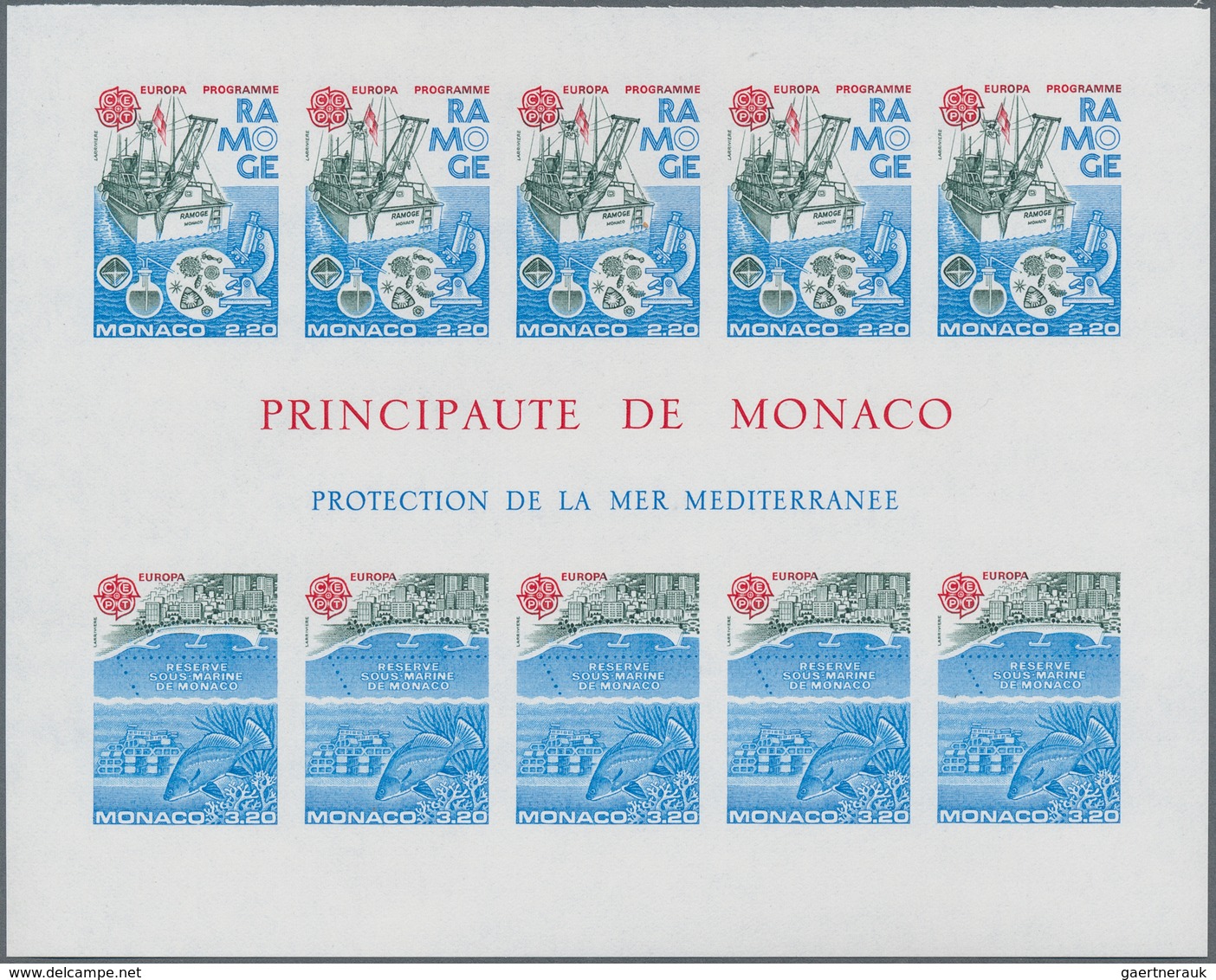 29804 Monaco: 1986, Europa (Environmental Protection), Souvenir Sheet Imperforate, Lot Of Ten Copies, Unmo - Ongebruikt