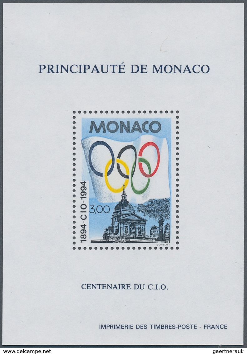 29811 Monaco: 1994, Centenary Of IOC, Bloc Speciaux, Ten Copies Unmounted Mint. Maury BS23 (10), 1.200,- ? - Ongebruikt