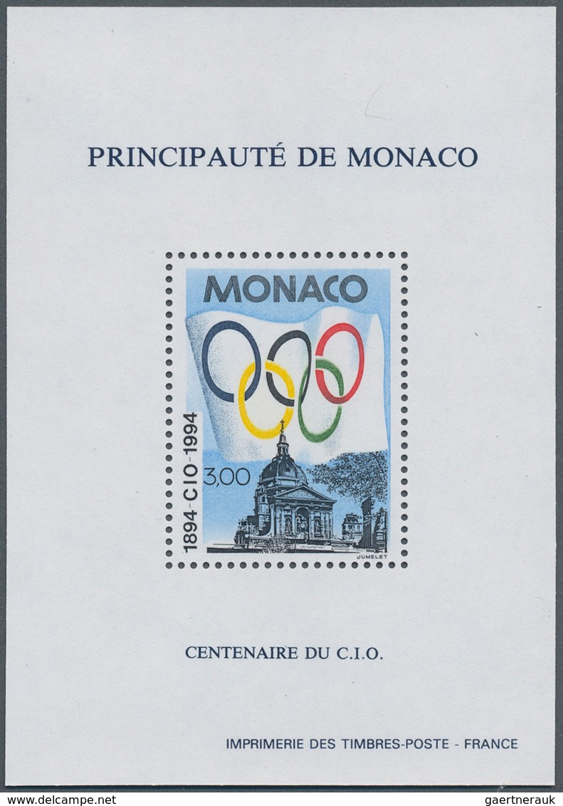 29811 Monaco: 1994, Centenary Of IOC, Bloc Speciaux, Ten Copies Unmounted Mint. Maury BS23 (10), 1.200,- ? - Unused Stamps