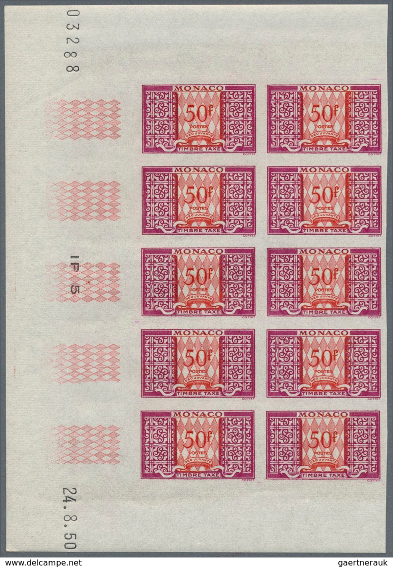 29813 Monaco - Portomarken: 1946/1950, 10c. To 50fr., Eleven Values (without 100fr. Which Was Issued In 19 - Portomarken