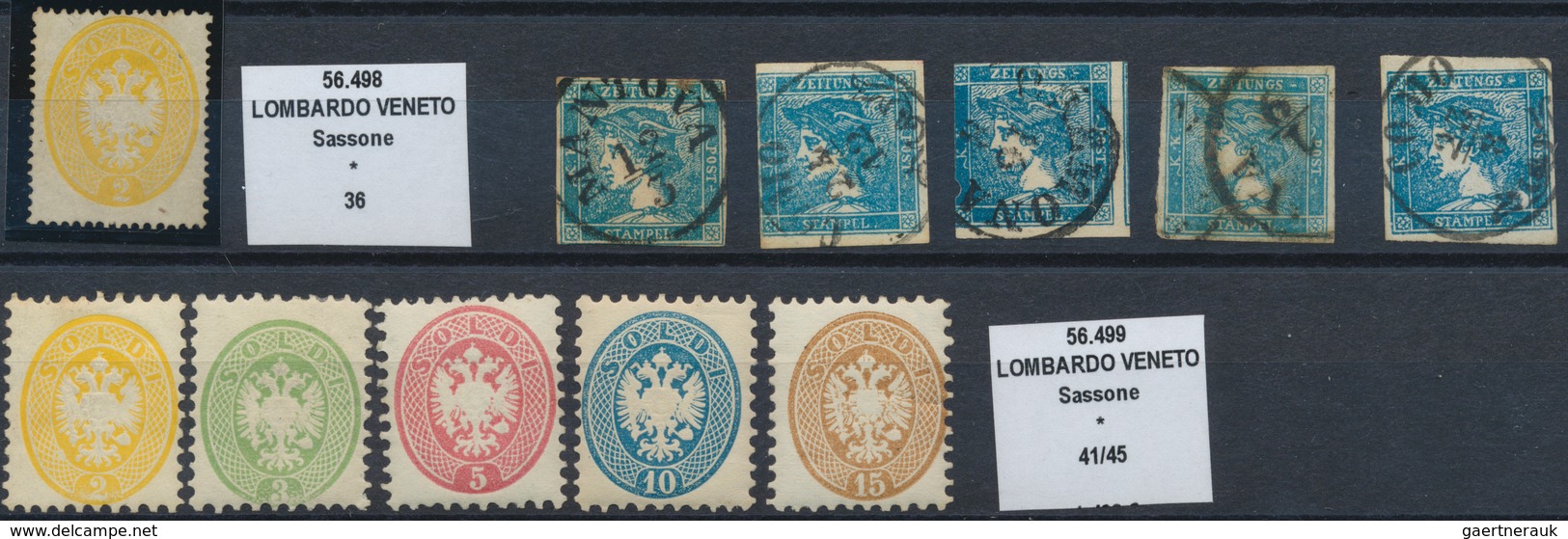 29828 Österreich - Lombardei Und Venetien: 1851/1864, Steckkartenlot Mit Meist Gestempelten Marken, Etwas - Lombardije-Venetië