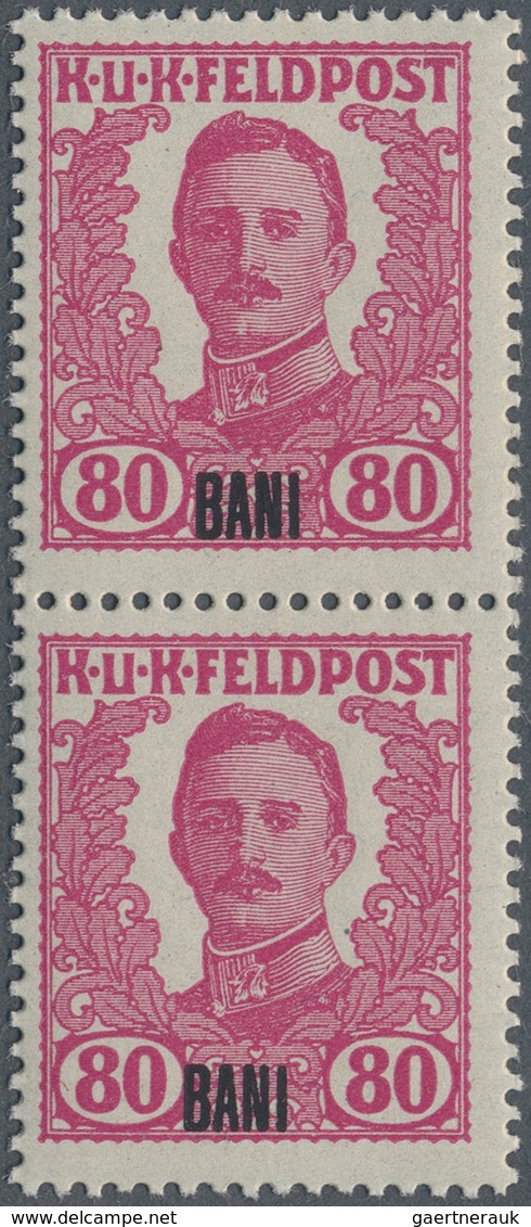 29830 Österreichisch-Ungarische Feldpost - Rumänien: 1918, "BANI" Auf 80 H. Rosa, Nicht Verausgabter Wert, - Andere & Zonder Classificatie