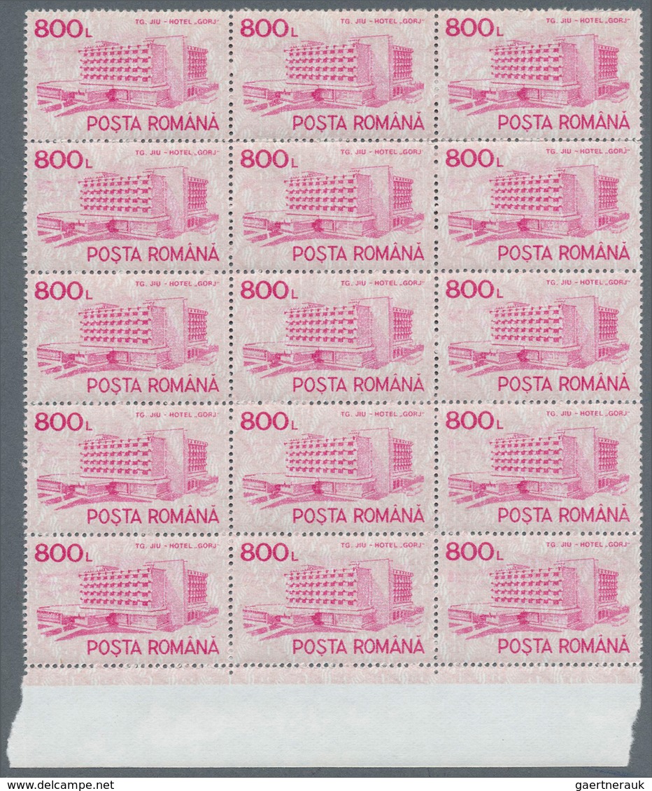 29841 Rumänien: 1991/1994, Definitives "Hotels", 120l. To 800l., 60 Complete Sets (four Blocks Of 15), Unm - Briefe U. Dokumente