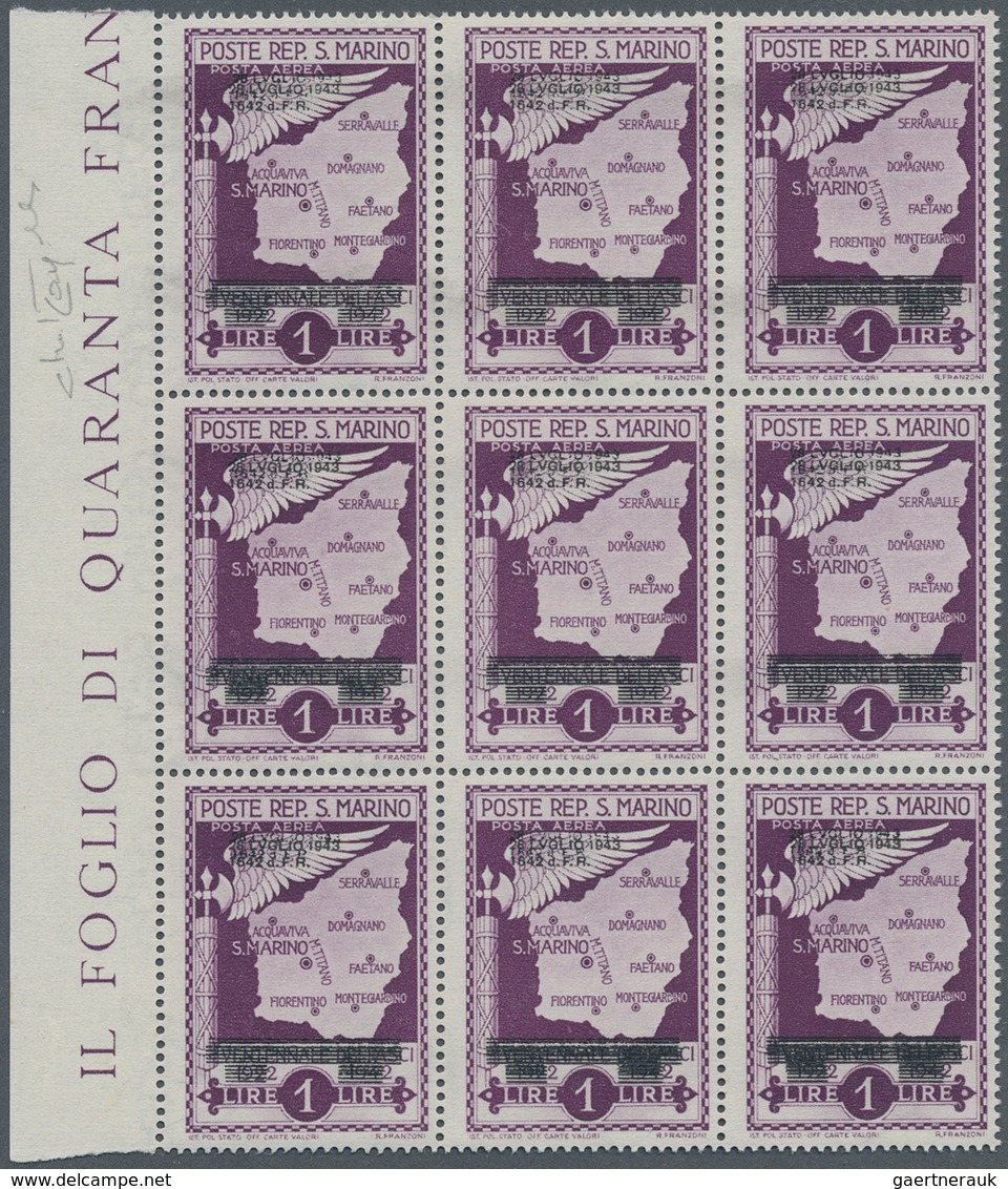 29843 San Marino: 1899/1943, U/m Accumulation Of Sass. Nos. 32, 134, 151, 278, A36a, A37a, A38a In (larger - Ongebruikt