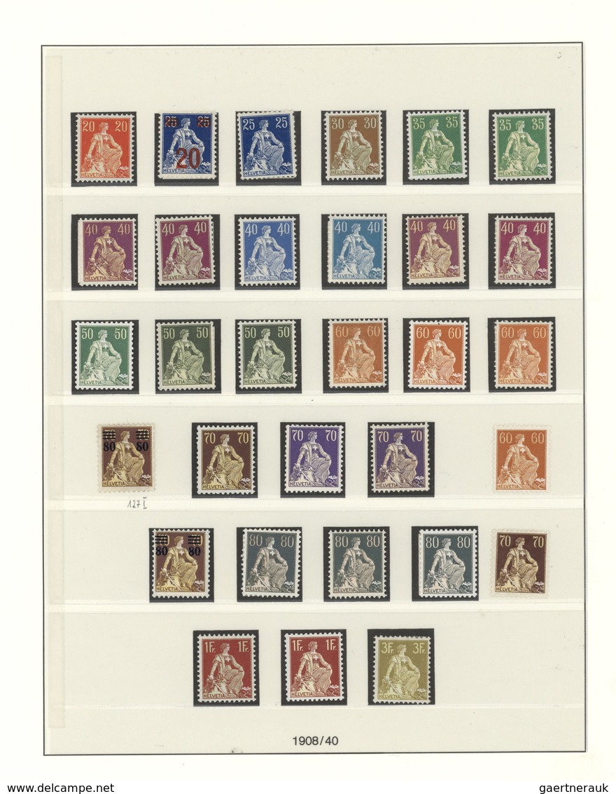 29848 Schweiz: 1850/1967, umfassende Sammlung in zwei Lindner-Ringbindern auf Falzlos-T-Vordruck-/Blanko-B