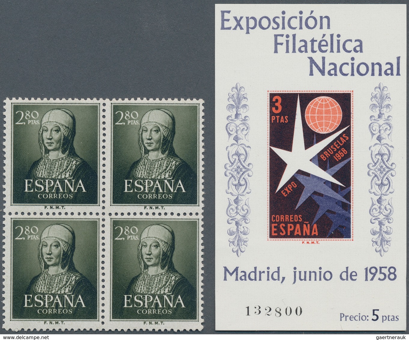 29869 Spanien: 1950/1958, U/m Accumulation Of Better Issues: Michel Nos. 985/86 (16), 990/93 (12), Bl. 13/ - Gebruikt