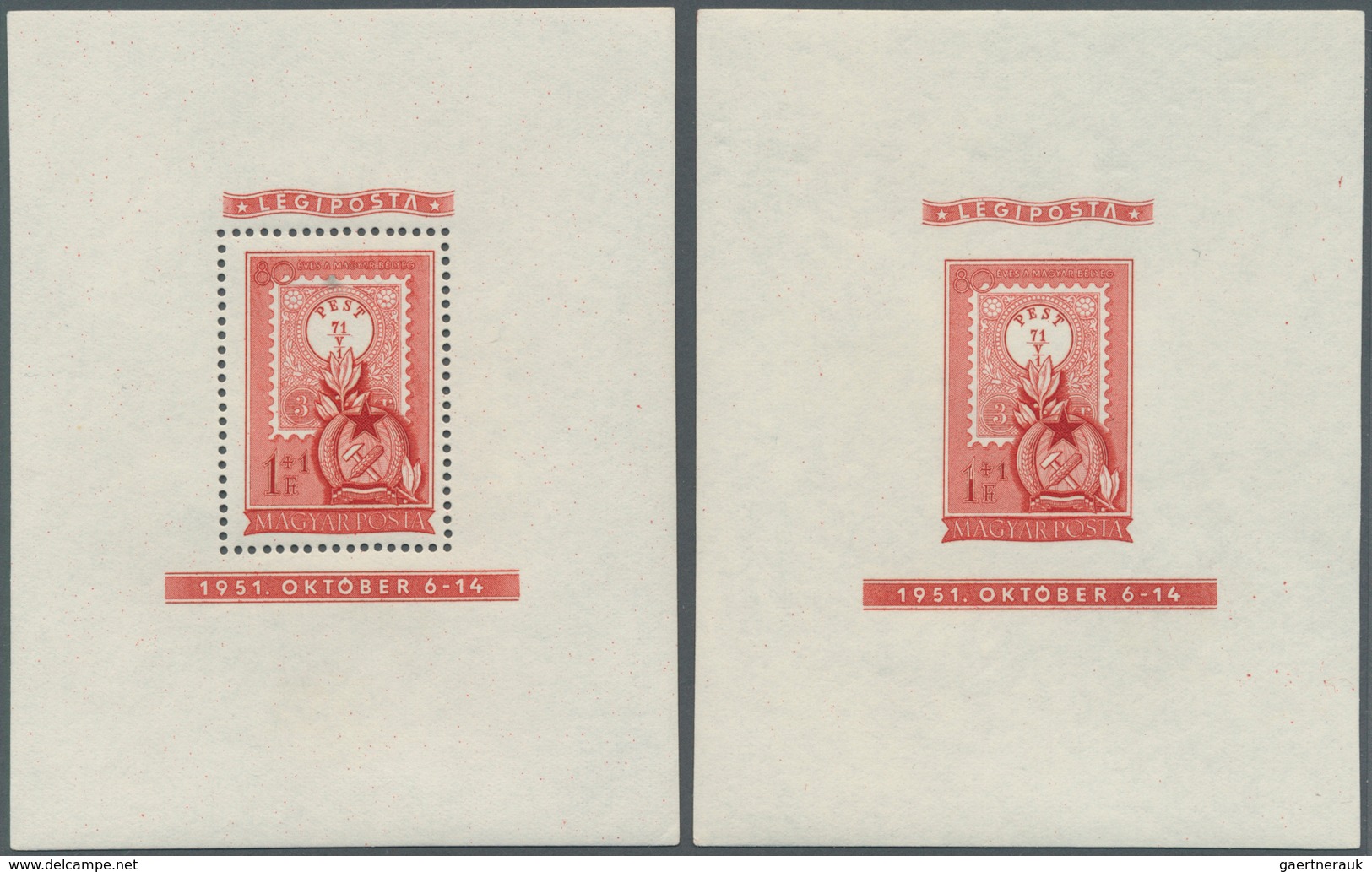 29887 Ungarn: 1948/1958. Lot Containing 8 Different Souvenir Sheets, All Mint, NH. For The Issue "Hungaria - Briefe U. Dokumente