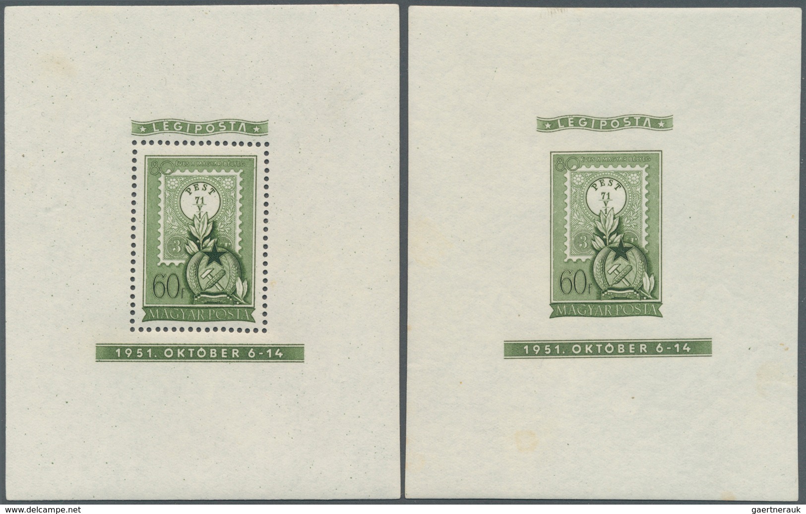 29887 Ungarn: 1948/1958. Lot Containing 8 Different Souvenir Sheets, All Mint, NH. For The Issue "Hungaria - Briefe U. Dokumente