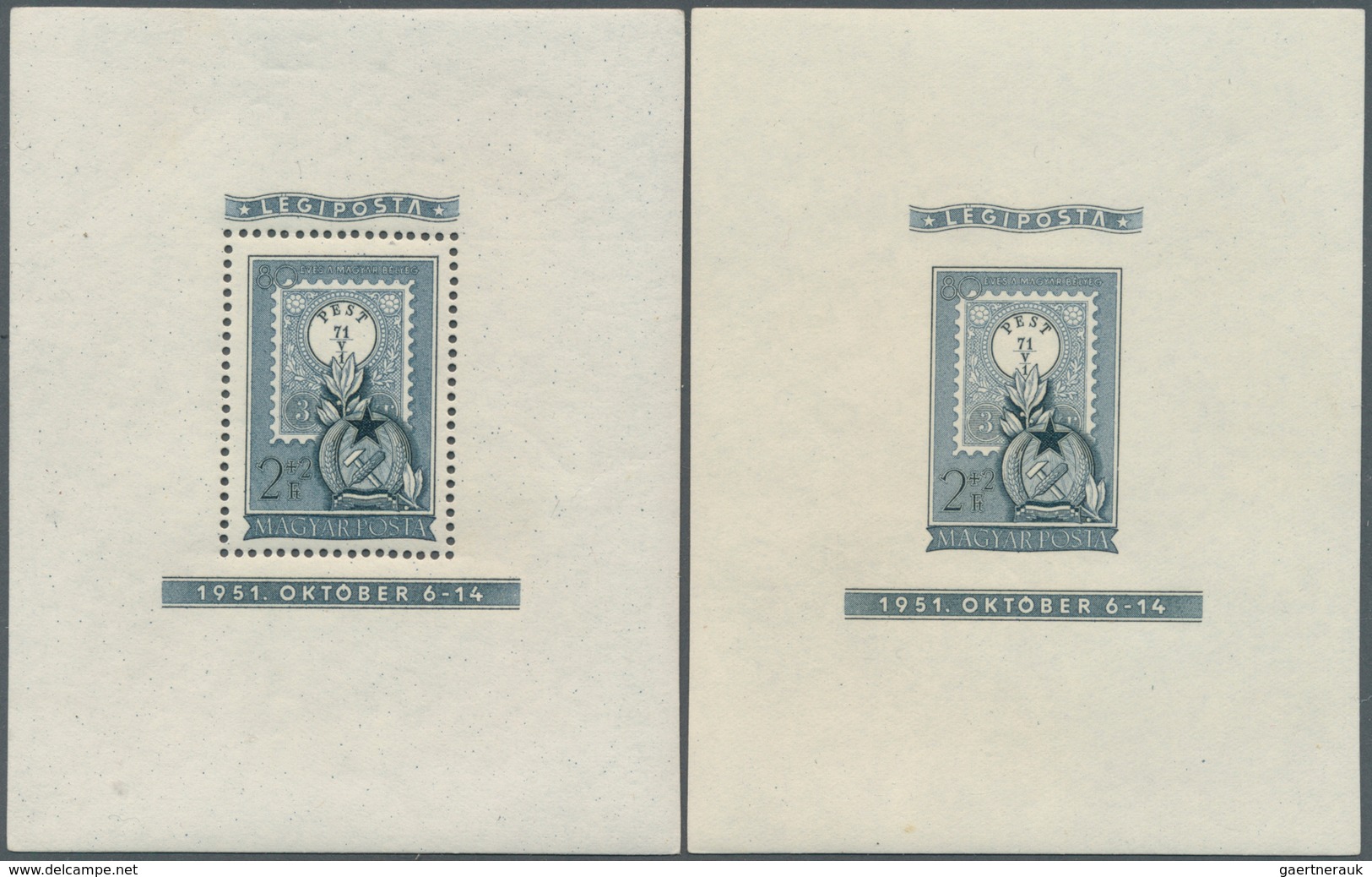 29887 Ungarn: 1948/1958. Lot Containing 8 Different Souvenir Sheets, All Mint, NH. For The Issue "Hungaria - Brieven En Documenten