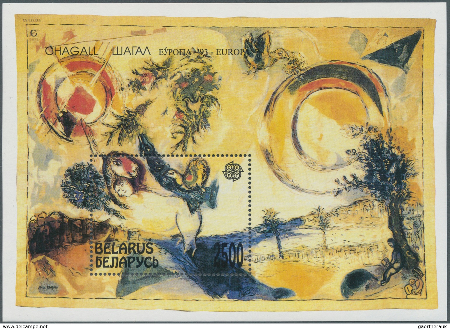 29891 Weißrussland (Belarus): 1993, Europa (Marc Chagall), 100 Copies Of The Block, Mint Never Hinged. Mic - Wit-Rusland