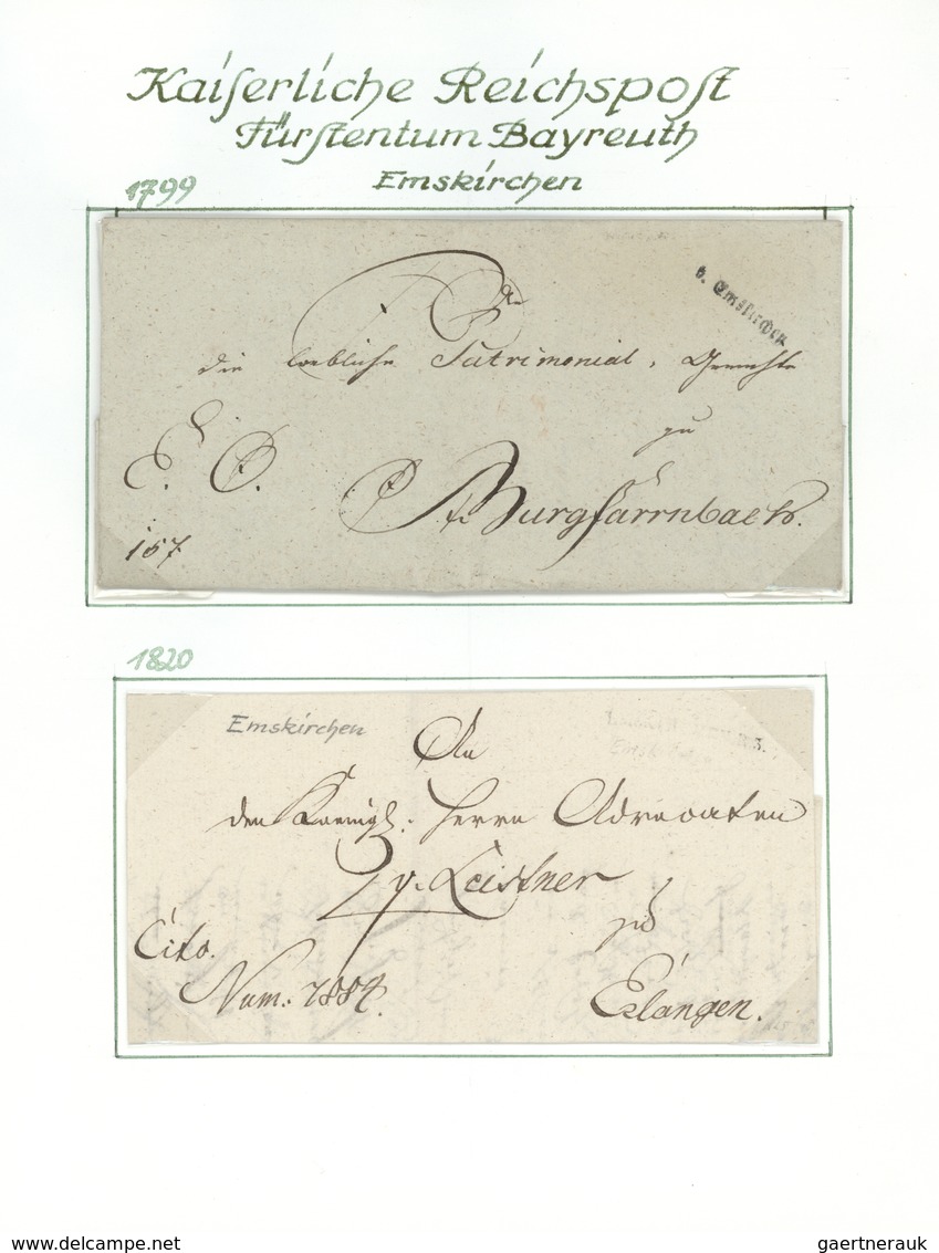 29975 Bayern - Vorphilatelie: 1750/1814, Fürstentum Bayreuth, Sammlung Mit Ca.20 Altbriefen Und Einigen Do - Vorphilatelie