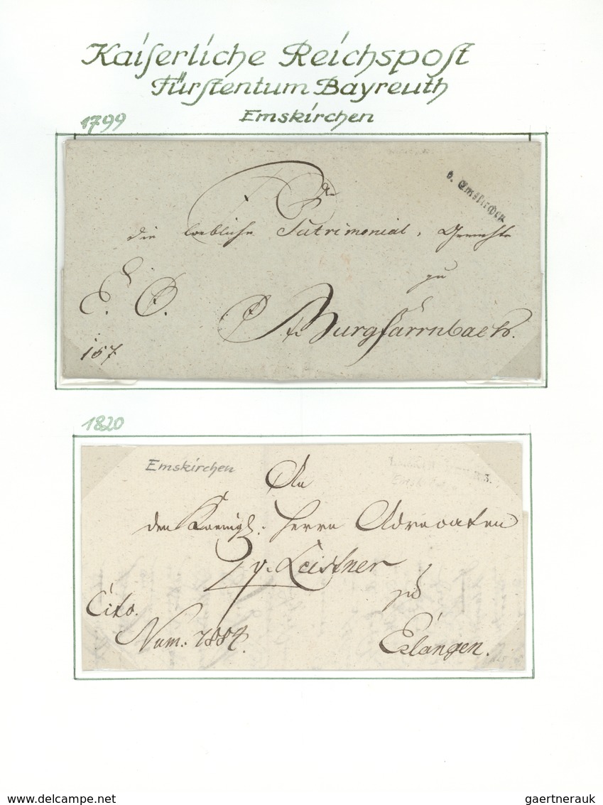 29975 Bayern - Vorphilatelie: 1750/1814, Fürstentum Bayreuth, Sammlung Mit Ca.20 Altbriefen Und Einigen Do - [Voorlopers