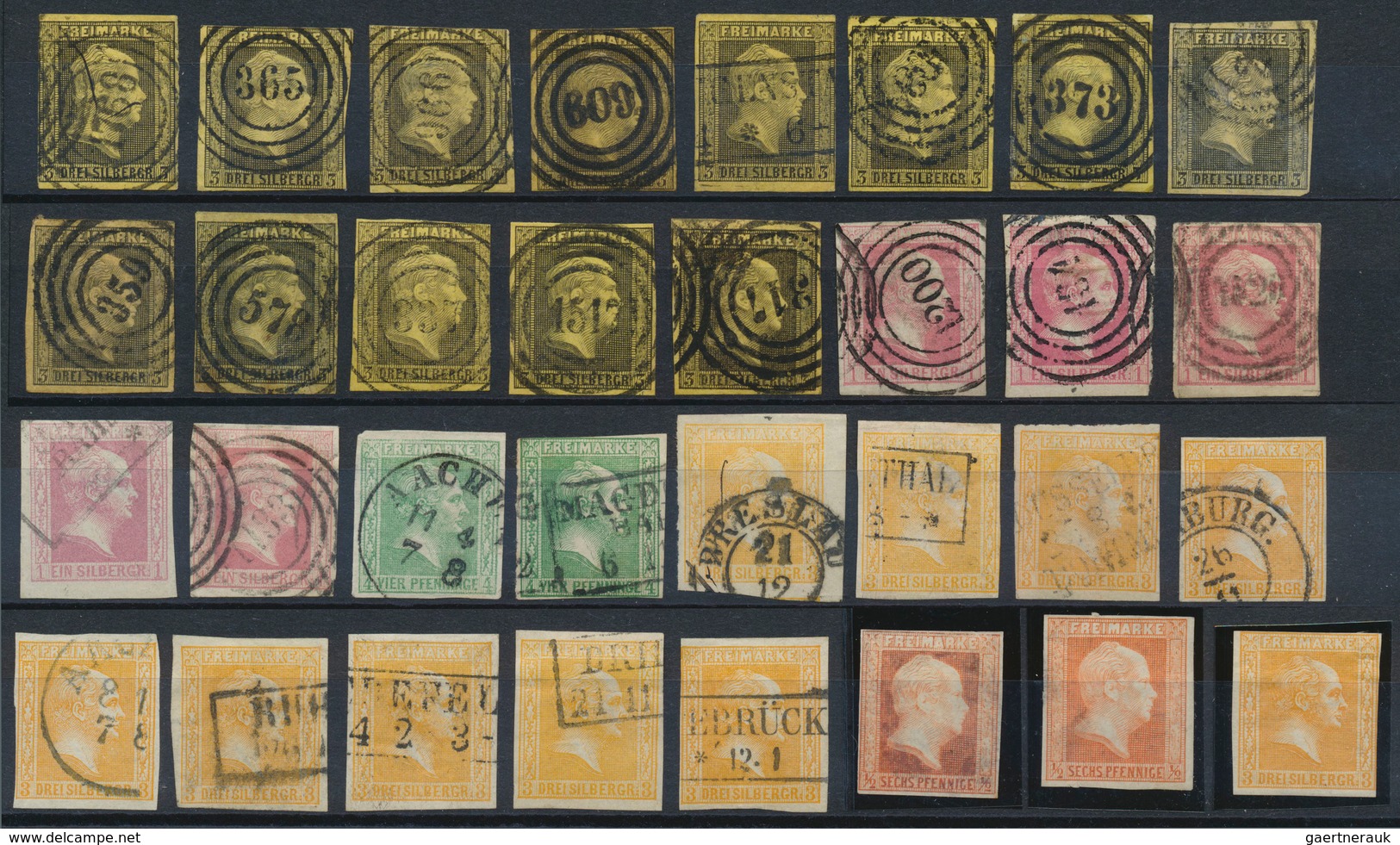 29990 Preußen - Marken Und Briefe: 1850/1867, Meist Gestempelte Steckkartenpartie Von 82 Marken, Etwas Unt - Sonstige & Ohne Zuordnung