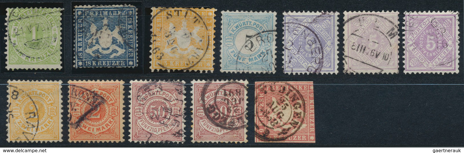 29995 Württemberg - Marken Und Briefe: 1851/1890 (ca.), Gestempelte Sammlungspartie Von 96 Marken Meist De - Andere & Zonder Classificatie