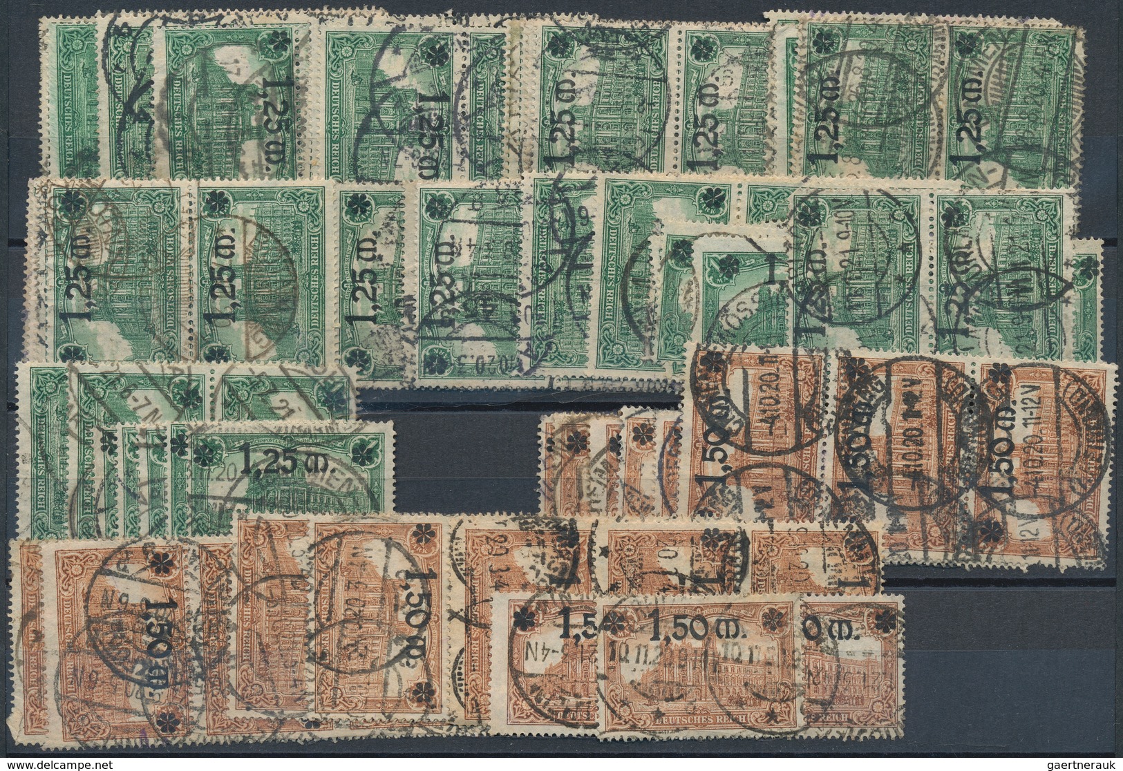 30011 Deutsches Reich - Inflation: 1920, Germania-Aufdrucke, 1.25 Mark Auf 1 Mark Grün Per 87mal Und 1.50 - Brieven En Documenten