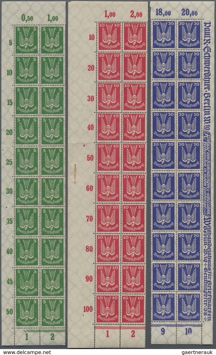 30017 Deutsches Reich - Weimar: 1924, Flugpost Holztaube, Kompletter Satz In Eckrand-20er-Blocks Postfrisc - Ungebraucht