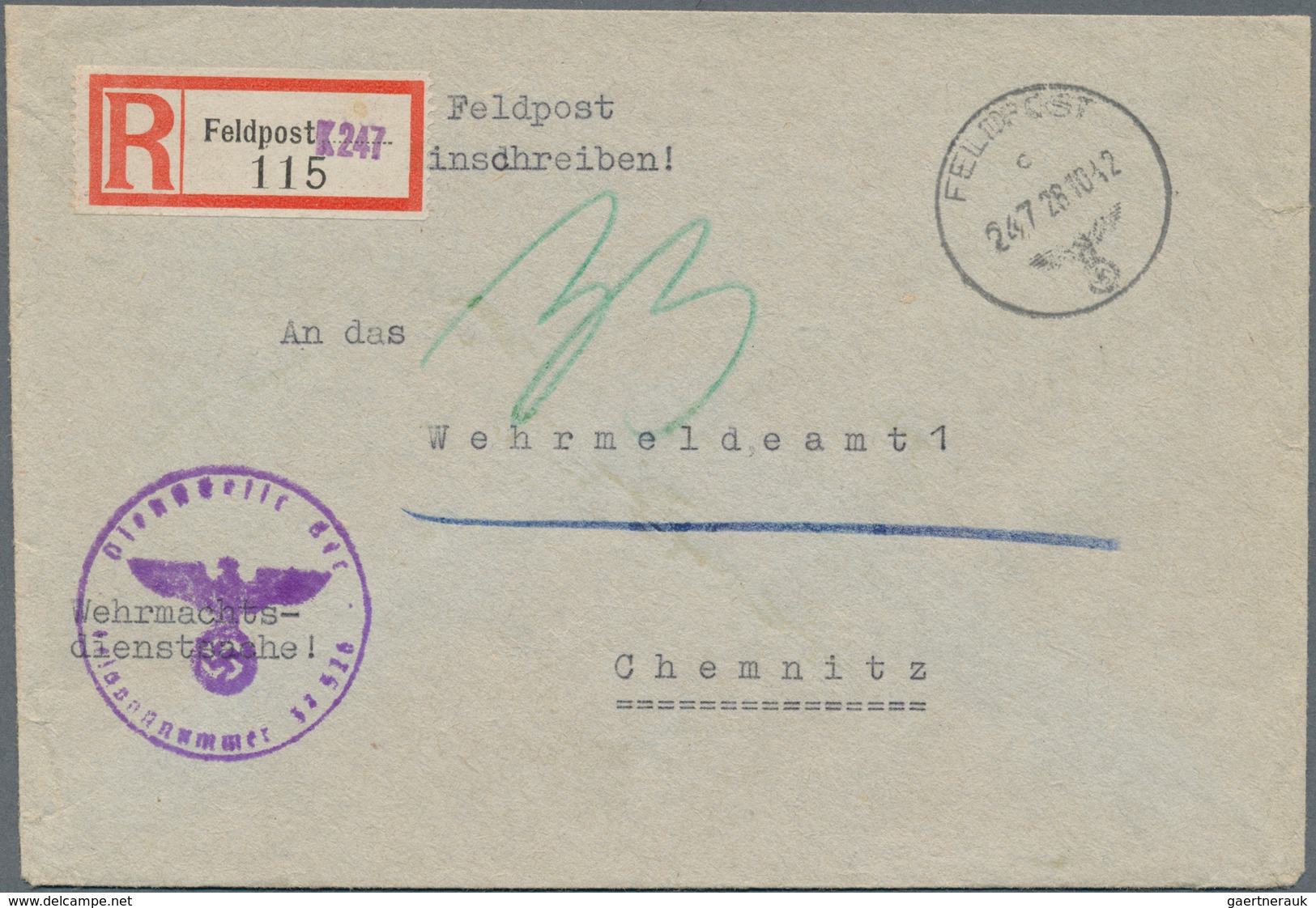 30022 Deutsches Reich - 3. Reich: 1942/1945, Partie von 16 Briefen und Karten, dabei Sondermarken EF und M