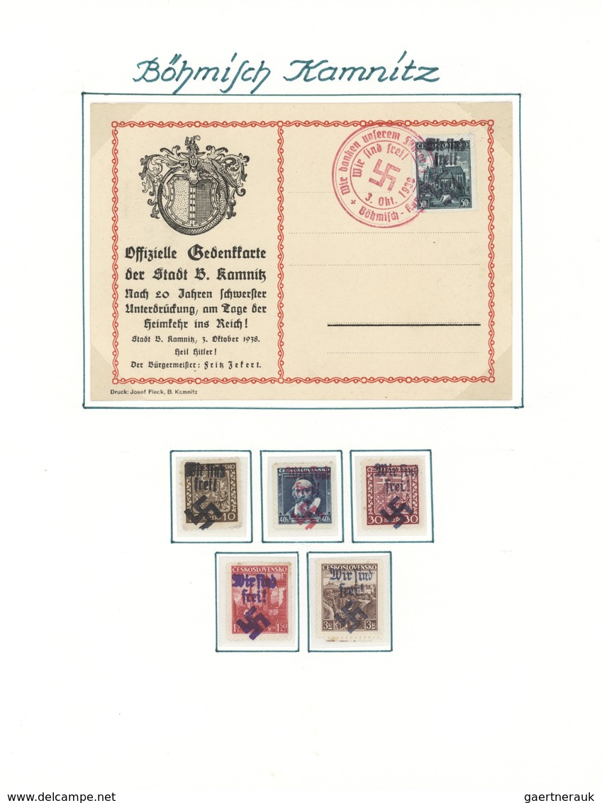 30040 Sudetenland: 1938, Gehaltvolle Sammlung Mit 24 Belegen Und über 80 Marken, Dabei Überdruckausgaben V - Sudetenland
