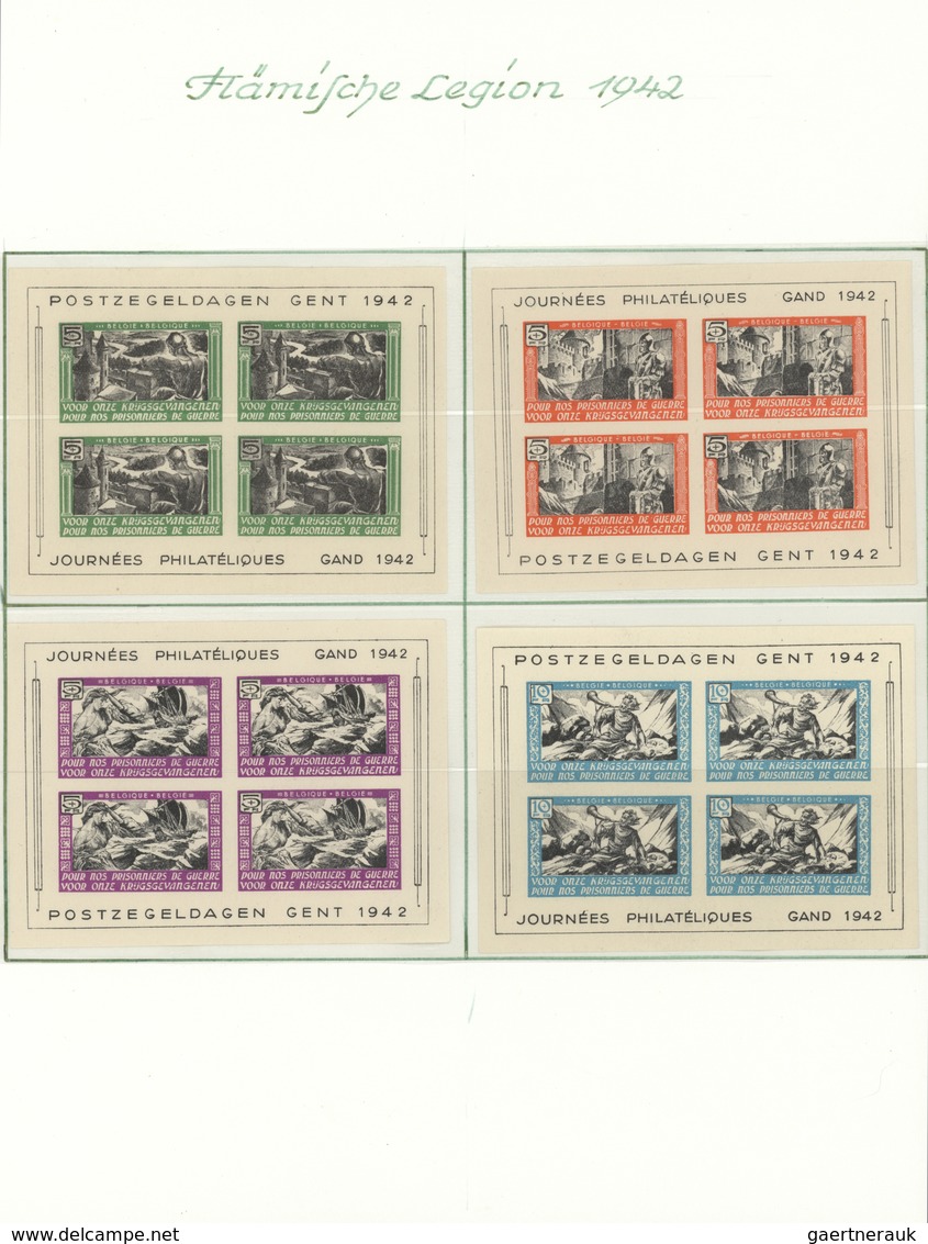 30056 Dt. Besetzung II WK - Private Ausgaben: 1941/1944, Gehaltvolle Sammlung Im Klemmbinder, Dabei Flämis - Bezetting 1938-45