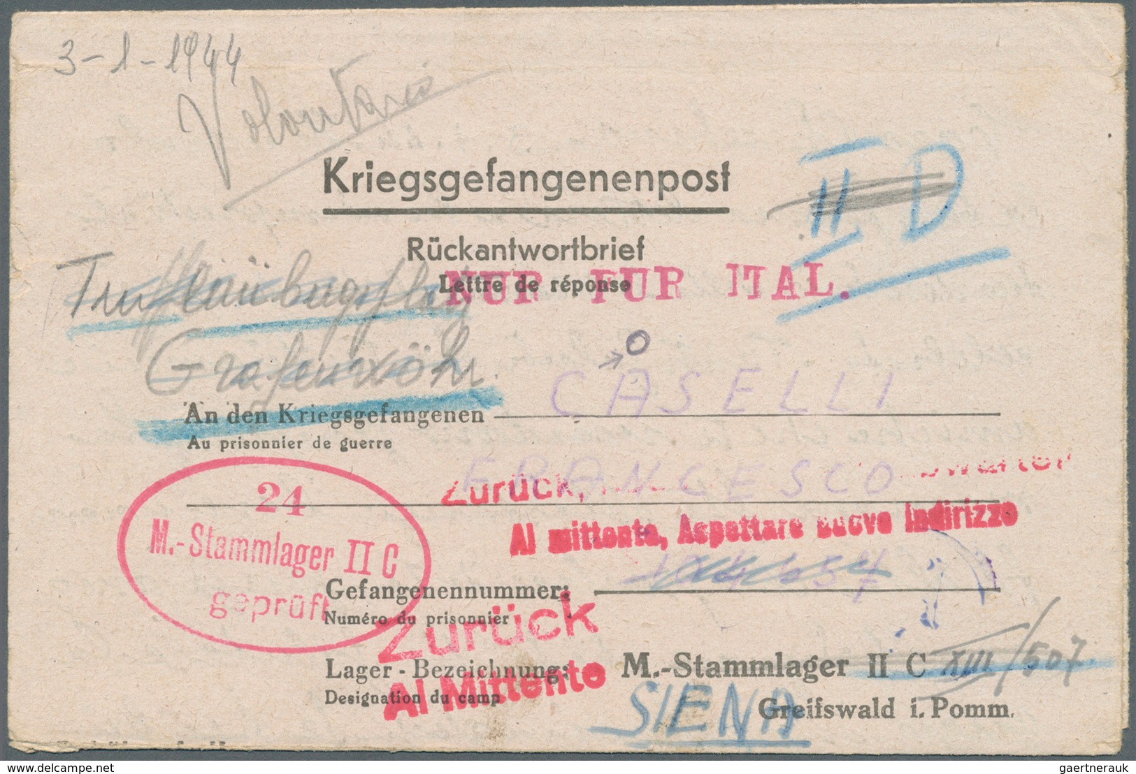 30061 Feldpost 2. Weltkrieg: 1940/1944, Posten Mit Ca.100 Belegen, Dabei U.a. Interessante Post Von Und Na - Sonstige & Ohne Zuordnung