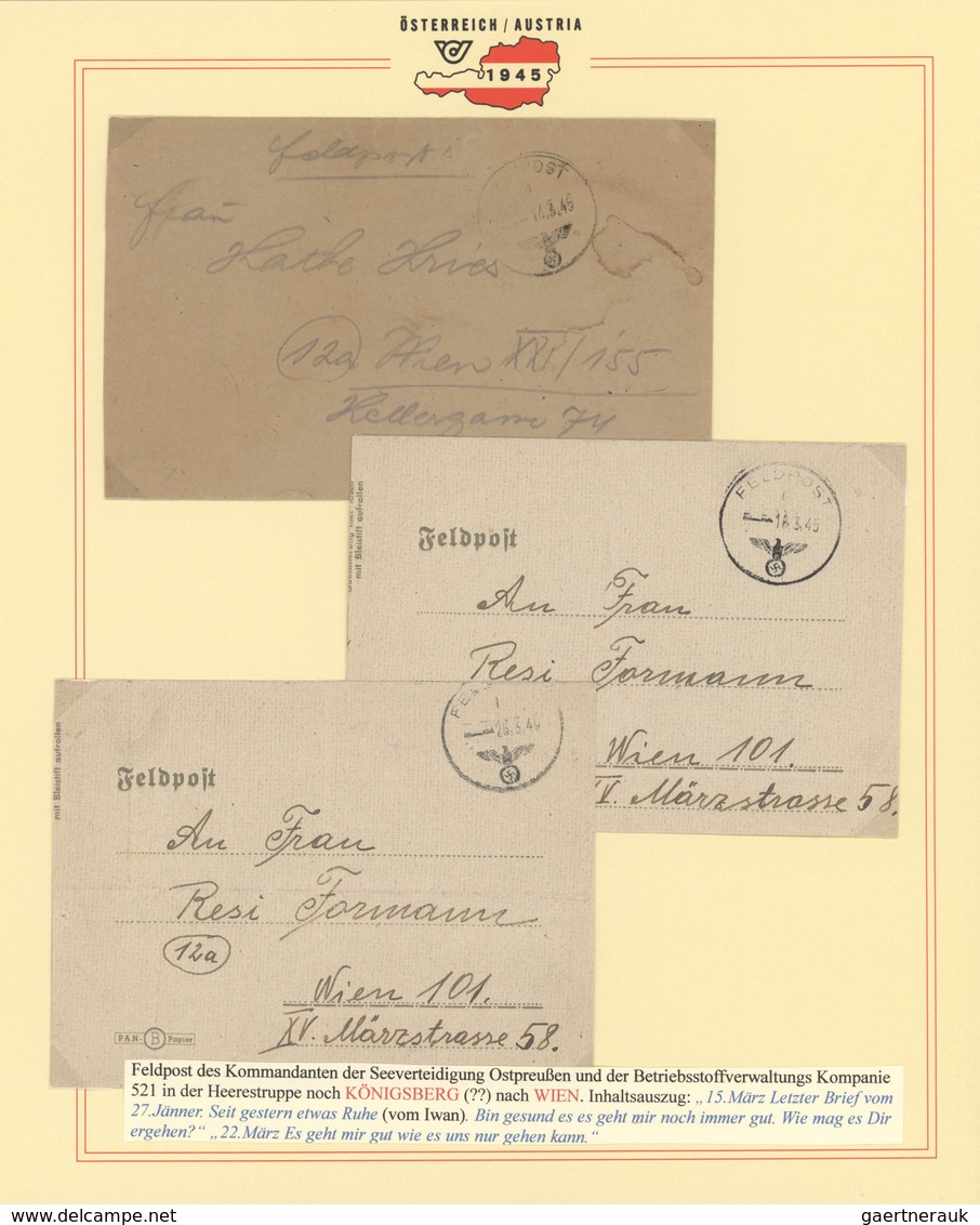 30063 Feldpost 2. Weltkrieg: 1944/1945, 19.12.-16.3., Ostpreußen, Sammlung von ca. 90 Wehrmacht-Feldpostbe