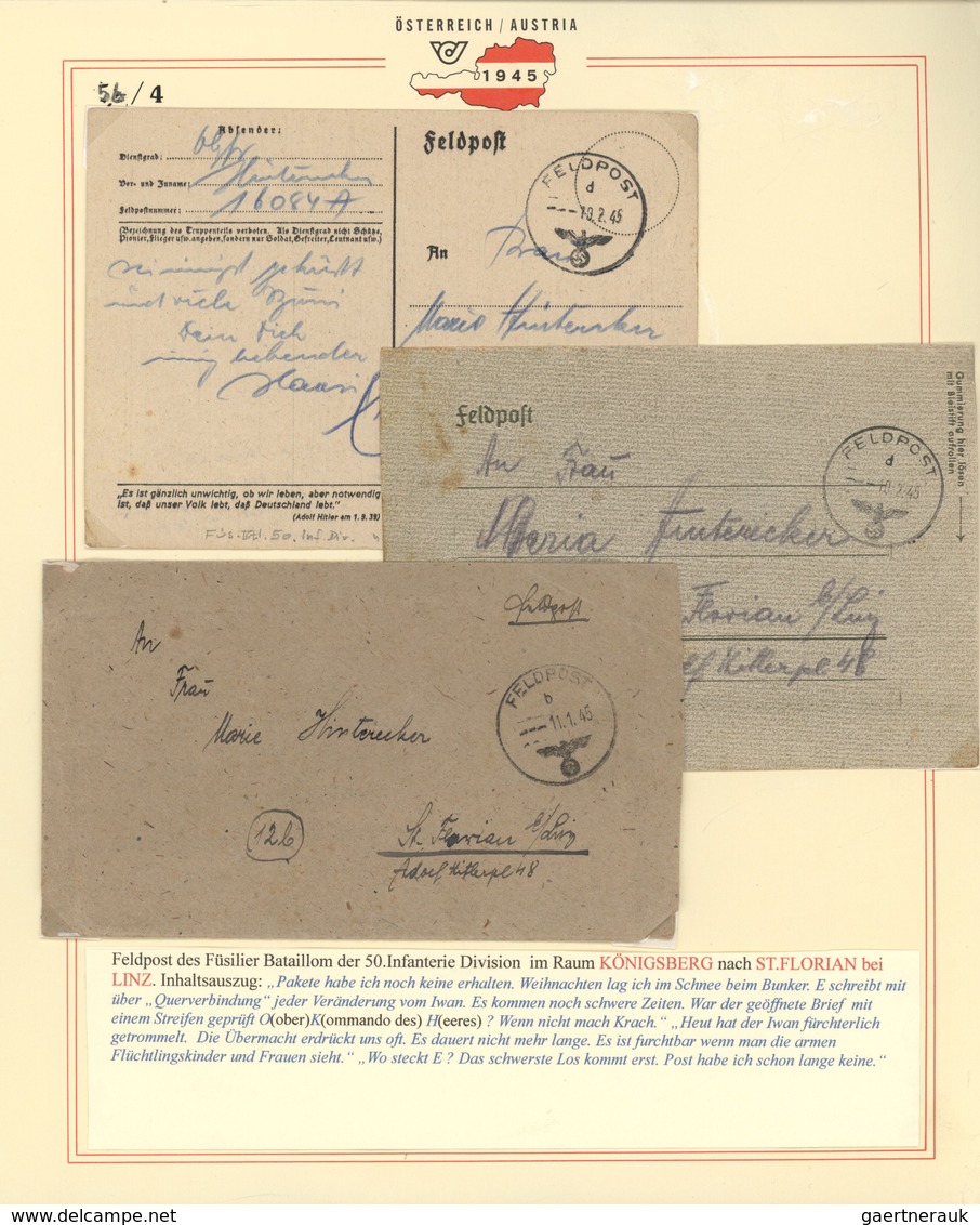 30063 Feldpost 2. Weltkrieg: 1944/1945, 19.12.-16.3., Ostpreußen, Sammlung von ca. 90 Wehrmacht-Feldpostbe