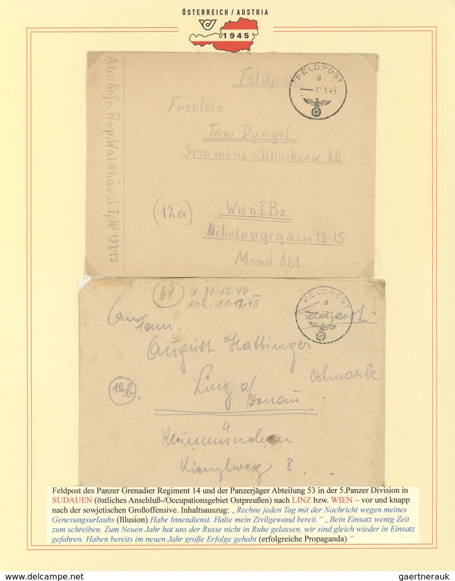 30063 Feldpost 2. Weltkrieg: 1944/1945, 19.12.-16.3., Ostpreußen, Sammlung von ca. 90 Wehrmacht-Feldpostbe