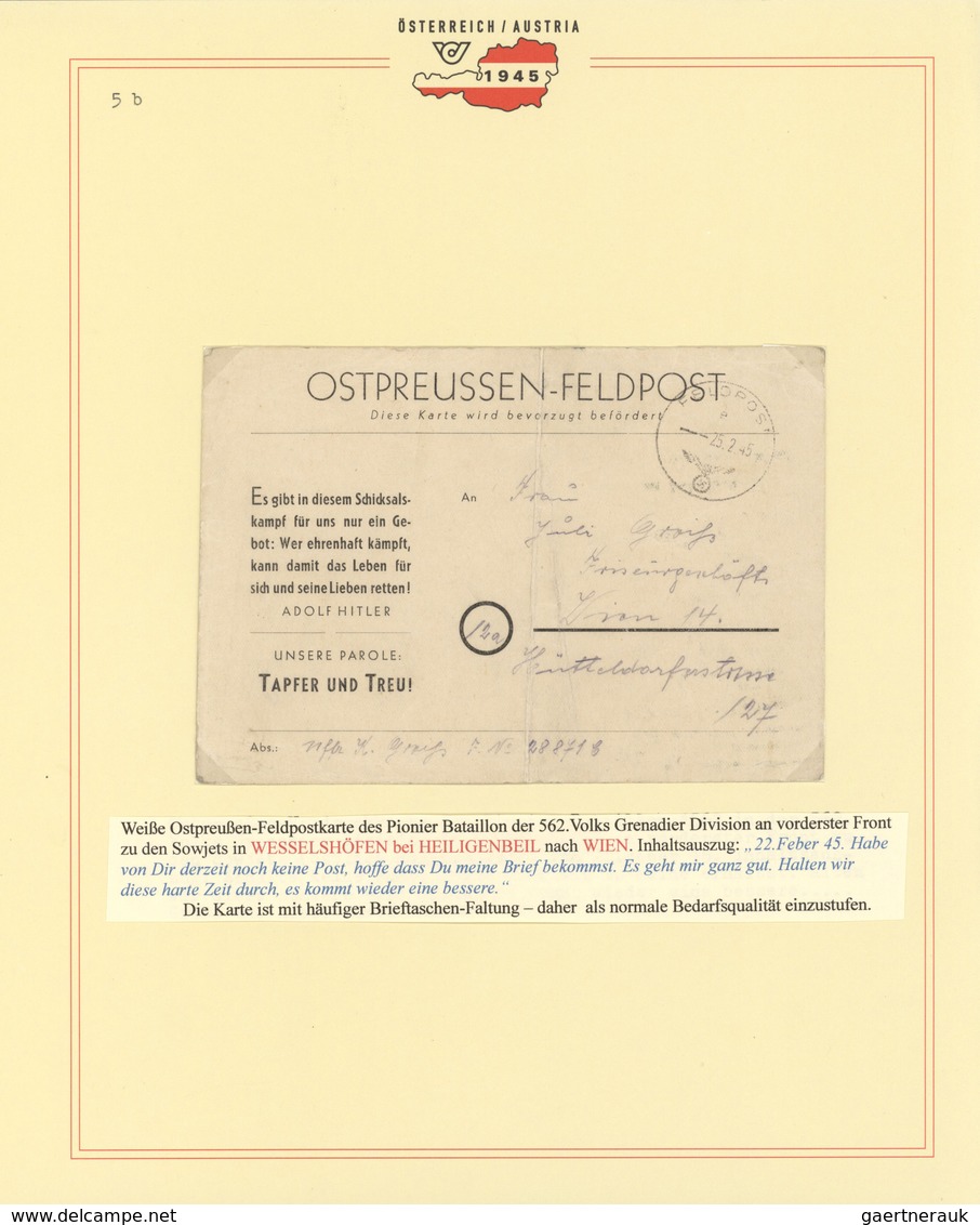 30063 Feldpost 2. Weltkrieg: 1944/1945, 19.12.-16.3., Ostpreußen, Sammlung von ca. 90 Wehrmacht-Feldpostbe