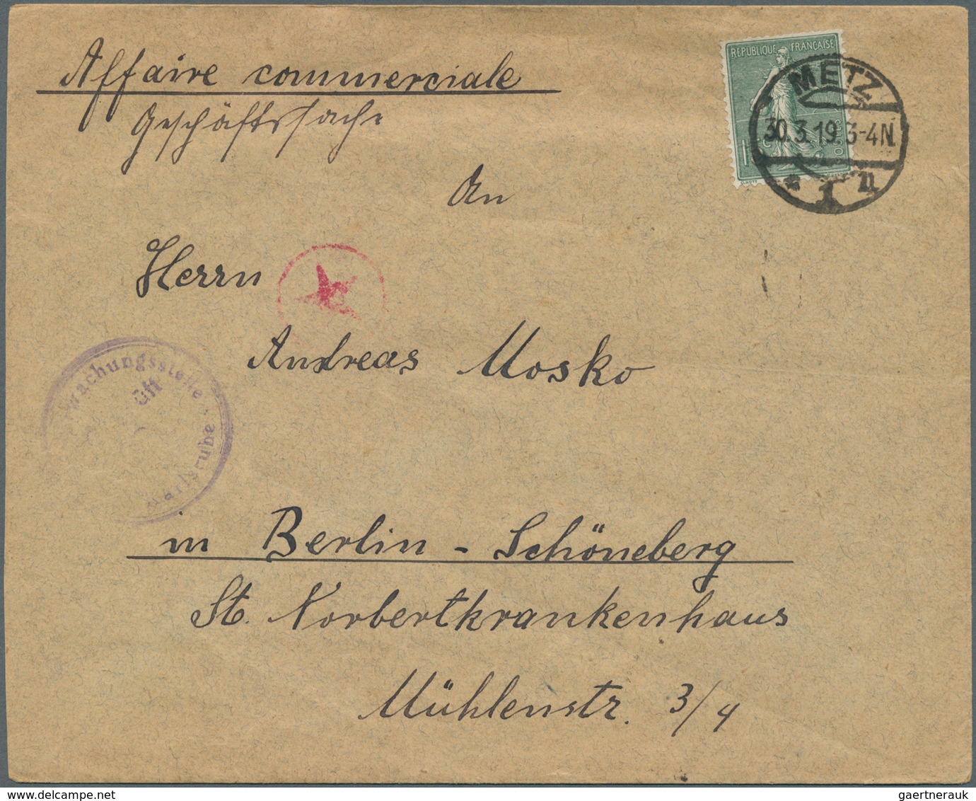 30065 Zensurpost: 1919, RHEINLAND-BESETZUNG, Partie Mit 12 Briefen, Karten Und Ganzsachen, Dabei Post Vom - Sonstige & Ohne Zuordnung