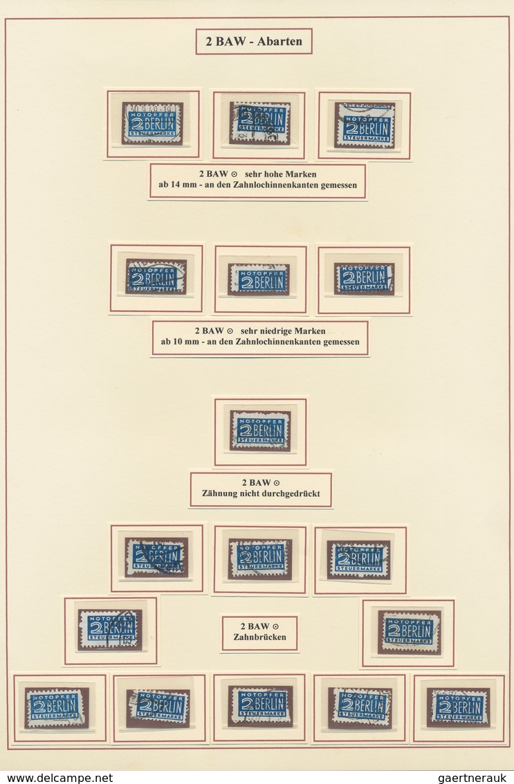 30109 Bizone - Zwangszuschlagsmarken: 1948/1949, umfangreiche Spezialsammlung Berliner Notopfer mit ca.570