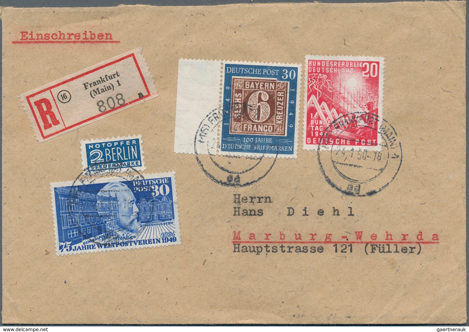 30110 Bundesrepublik Deutschland: 1948-1955, Partie Mit 22 Zumeist Besseren Briefen Und Belegen, Dabei Auc - Andere & Zonder Classificatie