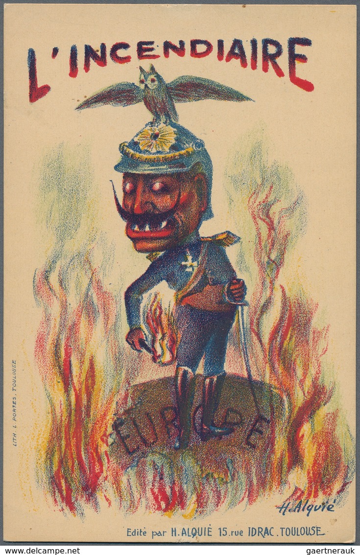 30171 Ansichtskarten: Motive / Thematics: 1.WELTKRIEG, 1914/1918, ANTI WILHELM II., umfangreiche Slg. mit