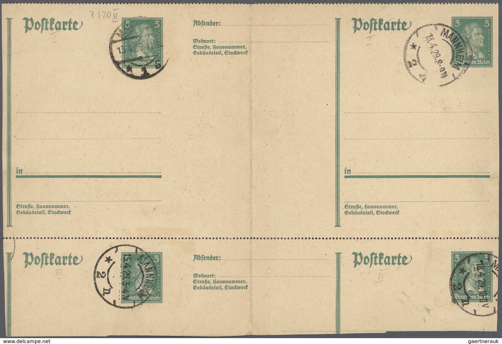 31109 Deutschland - Ganzsachen: 1873/1940 (ca). Sammlung Von Insgesamt 74 Postkarten, Gebraucht Oder Ungeb - Sammlungen