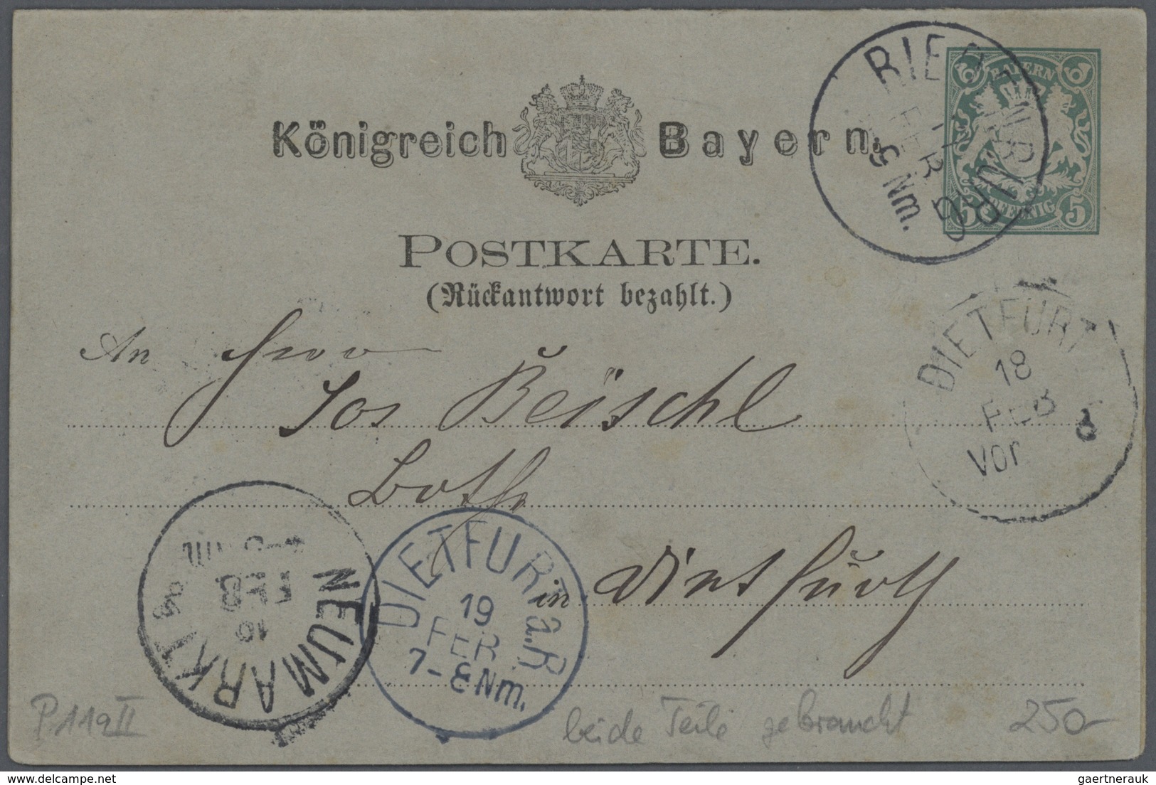 31109 Deutschland - Ganzsachen: 1873/1940 (ca). Sammlung von insgesamt 74 Postkarten, gebraucht oder ungeb