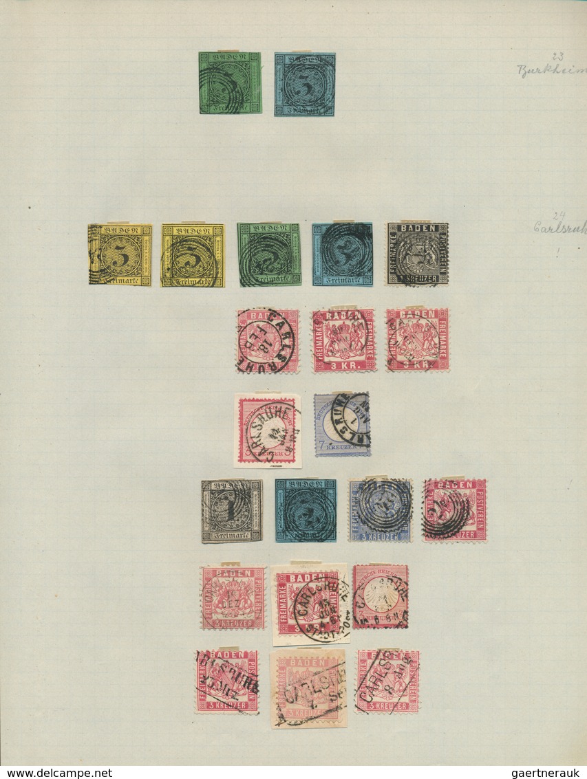 31170 Baden - Marken Und Briefe: 1851/1880 (ca.), Uriger Stempel-Spezial-Sammlungsbestand Incl. Nachverwen - Autres & Non Classés